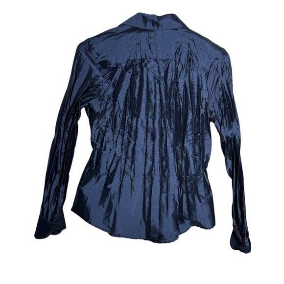 Beluva San Francisco Parker pleated crinkled button down blouse top size Small - Picture 6 of 8